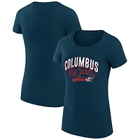 Women's G-III 4Her by Carl Banks Navy Columbus Blue Jackets Super-Slim Fit Lightweight Filigree Logo T-Shirt