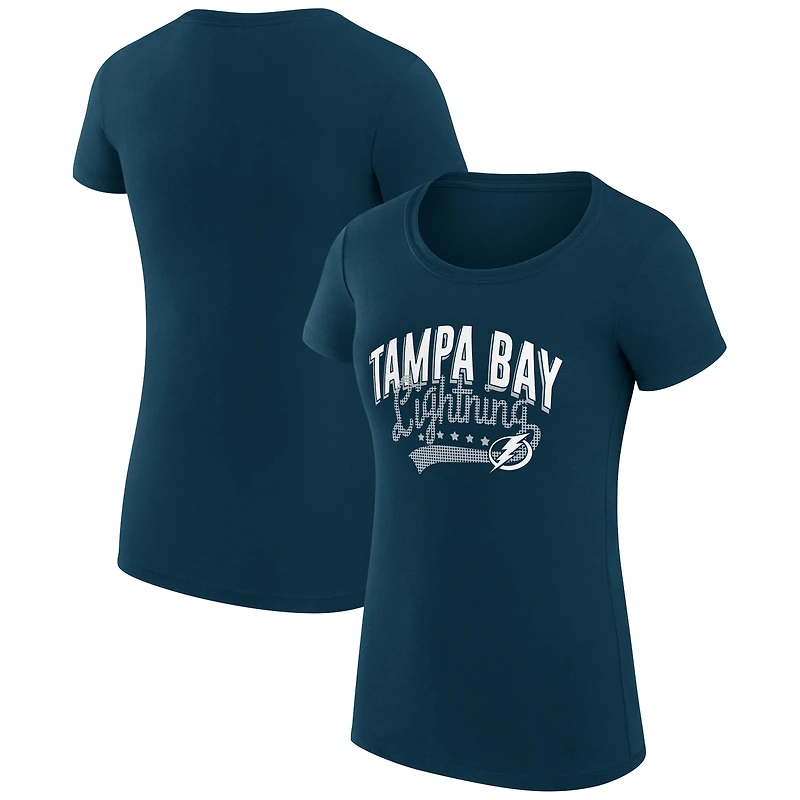 Women's G-III 4Her by Carl Banks Navy Tampa Bay Lightning Super-Slim Fit Lightweight Filigree Logo T-Shirt
