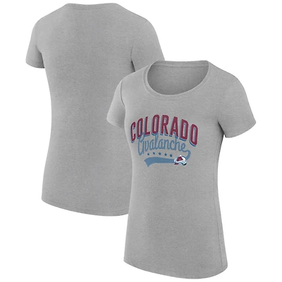 Women's G-III 4Her by Carl Banks Gray Colorado Avalanche Super-Slim Fit Lightweight Filigree Logo T-Shirt