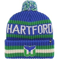 Men's '47  Blue Hartford Whalers Bering Cuffed Knit Hat with Pom