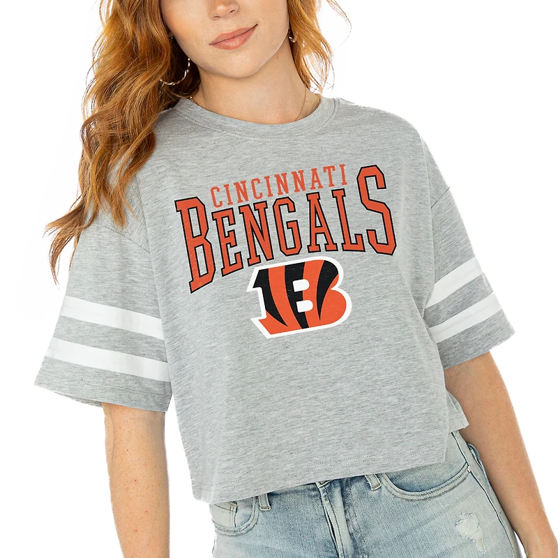Women's Gameday Couture  Gray Cincinnati Bengals Gridiron Glam Cropped T-Shirt