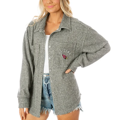 Women's Gameday Couture  Gray Arizona Cardinals Oversized Long Pass Button-Up Shacket