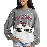 Women's Gameday Couture  Gray Arizona Cardinals Oversized Coin Toss Faded French Terry Tri-Blend Pullover Sweatshirt