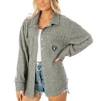 Women's Gameday Couture  Gray Las Vegas Raiders Oversized Long Pass Button-Up Shacket