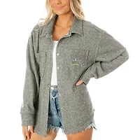 Women's Gameday Couture  Gray Los Angeles Chargers Oversized Long Pass Button-Up Shacket