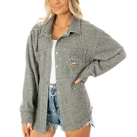 Women's Gameday Couture  Gray Minnesota Vikings Oversized Long Pass Button-Up Shacket