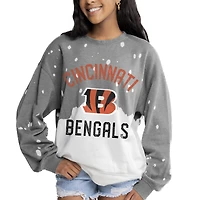 Women's Gameday Couture  Gray Cincinnati Bengals Oversized Coin Toss Faded French Terry Tri-Blend Pullover Sweatshirt