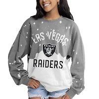 Women's Gameday Couture  Gray Las Vegas Raiders Oversized Coin Toss Faded French Terry Tri-Blend Pullover Sweatshirt