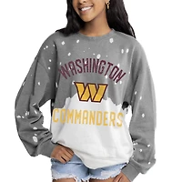 Women's Gameday Couture  Gray Washington Commanders Oversized Coin Toss Faded French Terry Tri-Blend Pullover Sweatshirt