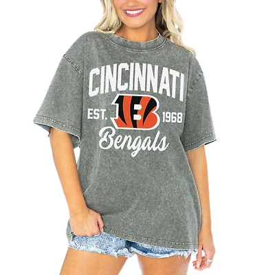 Women's Gameday Couture Gray Cincinnati Bengals Tackle Titan Boyfriend Washed T-Shirt