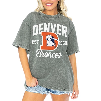 Women's Gameday Couture Gray Denver Broncos Tackle Titan Boyfriend Washed T-Shirt
