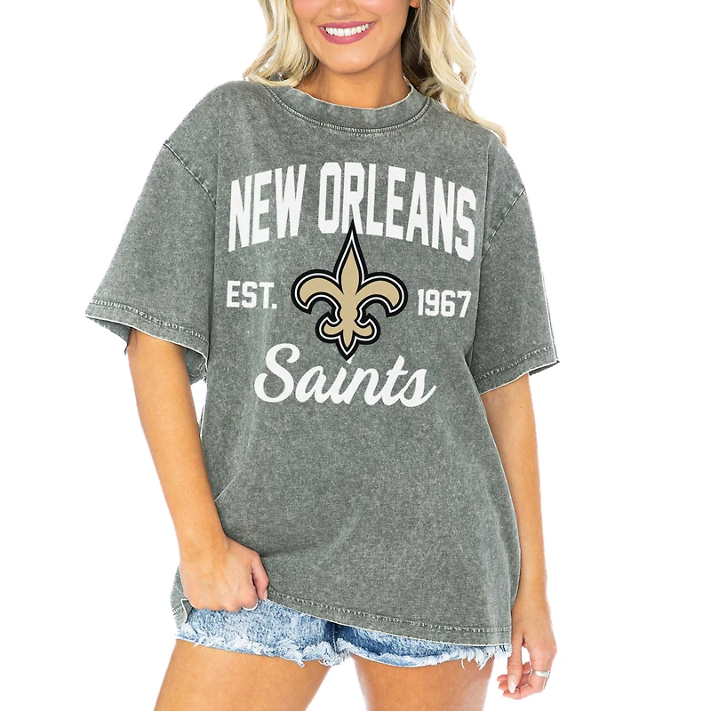 Women's Gameday Couture  Gray New Orleans Saints Tackle Titan Boyfriend Washed T-Shirt