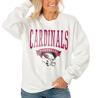 Women's Gameday Couture White Arizona Cardinals Oversized Yard Line Tri-Blend Pullover Sweatshirt