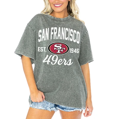 Women's Gameday Couture Gray San Francisco 49ers Tackle Titan Boyfriend Washed T-Shirt