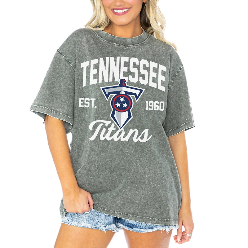 Women's Gameday Couture Gray Tennessee Titans Tackle Titan Boyfriend Washed T-Shirt
