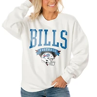 Women's Gameday Couture White Buffalo Bills Oversized Yard Line Tri-Blend Pullover Sweatshirt