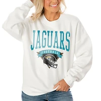 Women's Gameday Couture White Jacksonville Jaguars Oversized Yard Line Tri-Blend Pullover Sweatshirt