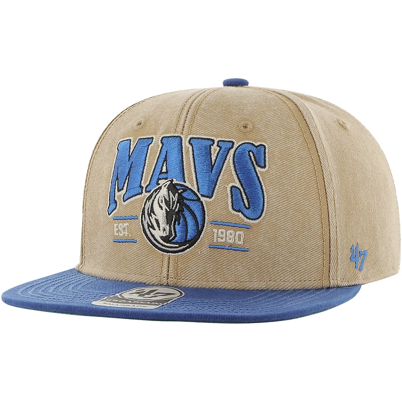Men's '47 Khaki/Blue Dallas Mavericks Chilmark Captain Snapback Hat