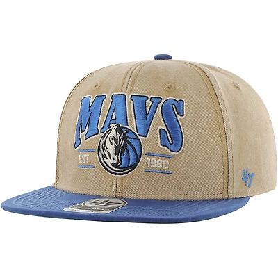 Men's '47 Khaki/Blue Dallas Mavericks Chilmark Captain Snapback Hat