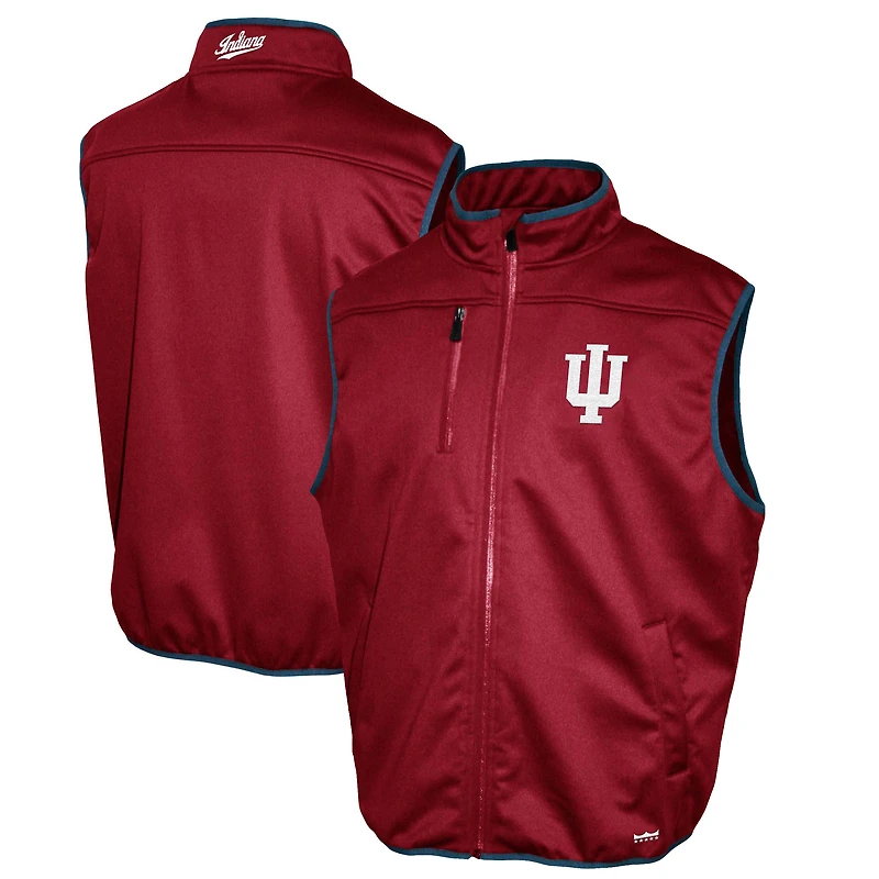 Men's Franchise Club Crimson Indiana Hoosiers Softshell Full-Zip Vest
