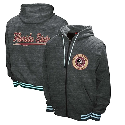 Men's Franchise Club Charcoal Florida State Seminoles Walk-On Full Zip Hoodie Jacket