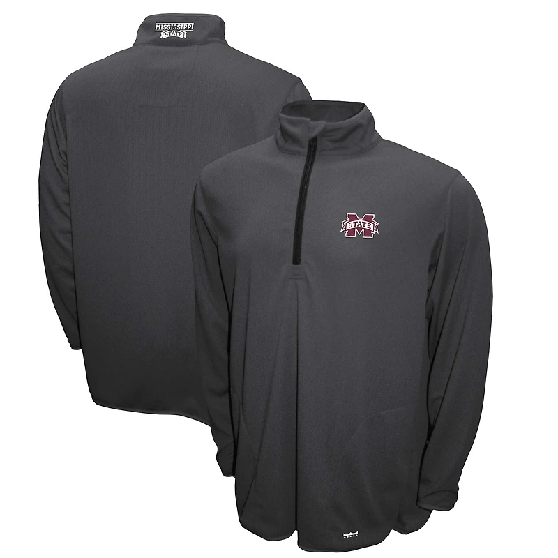 Men's Franchise Club Gray Mississippi State Bulldogs Breeze Quarter-Zip Pullover