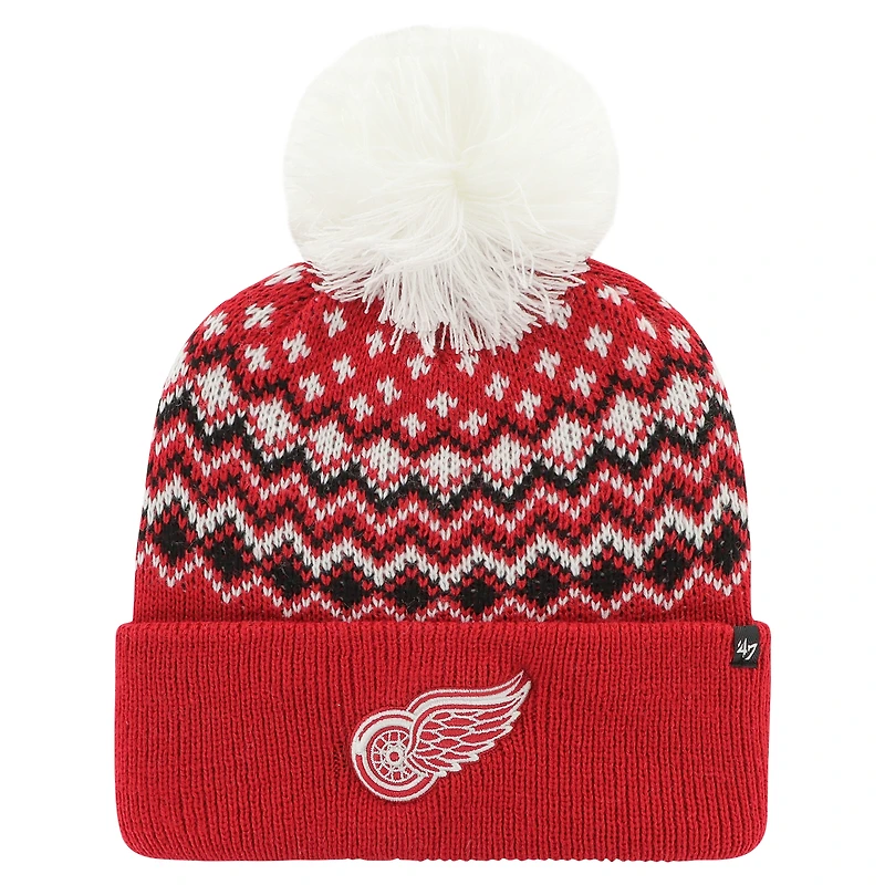 Women's '47 Red Detroit Red Wings Elsa Cuffed Knit Hat with Pom