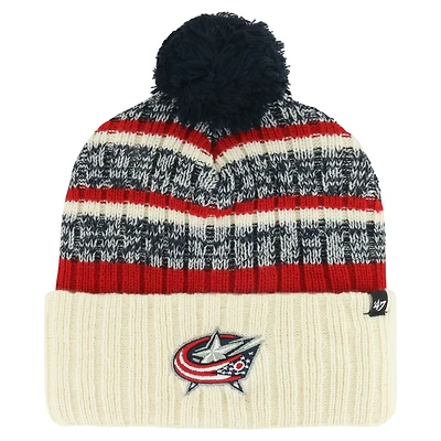 Men's '47 Cream Columbus Blue Jackets Tavern Cuffed Knit Hat with Pom