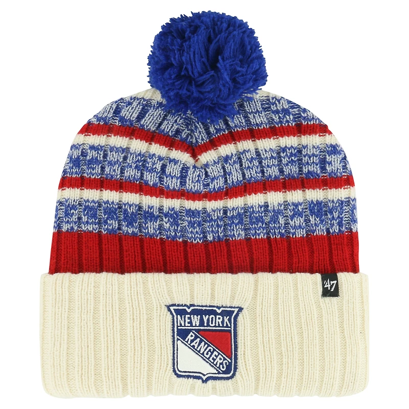 Men's '47 Cream New York Rangers Tavern Cuffed Knit Hat with Pom