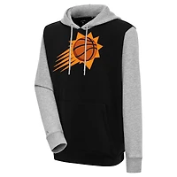 Men's Antigua  Black/Heather Gray Phoenix Suns Victory Colorblock Pullover Hoodie