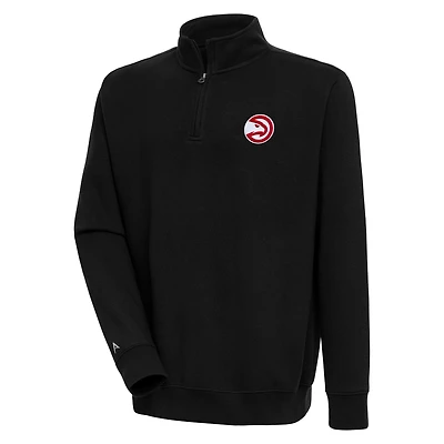 Men's Antigua  Black Atlanta Hawks Victory Quarter-Zip Pullover Top