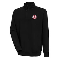 Men's Antigua  Black Atlanta Hawks Victory Quarter-Zip Pullover Top