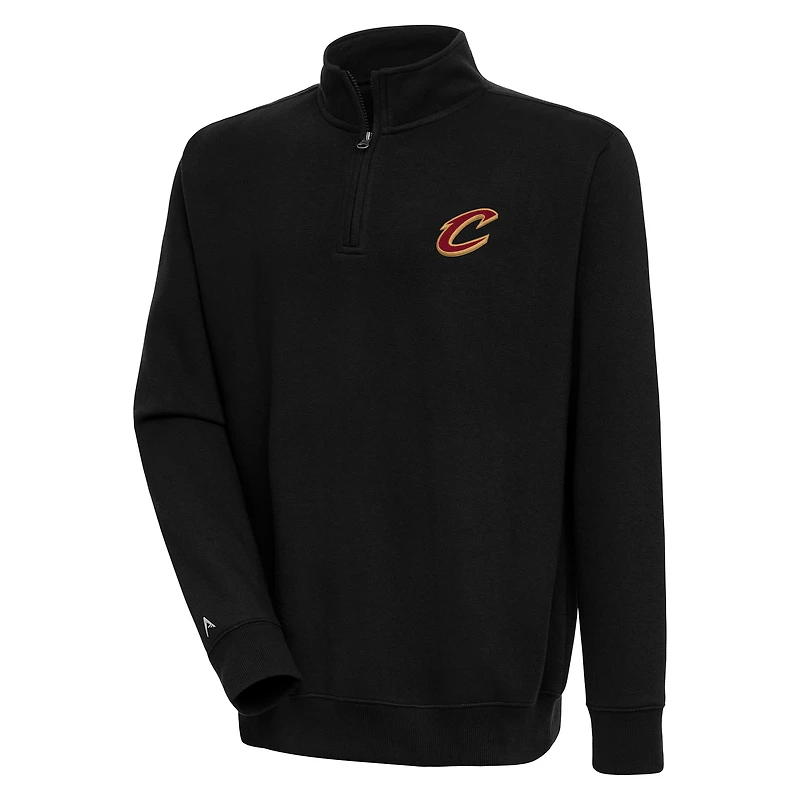 Men's Antigua  Black Cleveland Cavaliers Victory Quarter-Zip Pullover Top