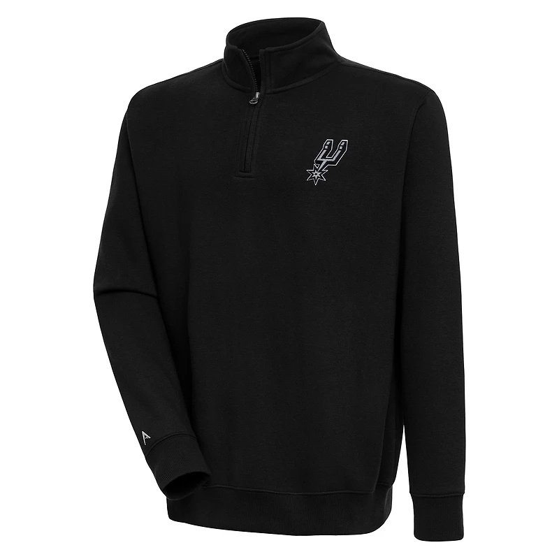 Men's Antigua  Black San Antonio Spurs Victory Quarter-Zip Pullover Top