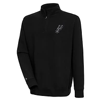 Men's Antigua  Black San Antonio Spurs Victory Quarter-Zip Pullover Top