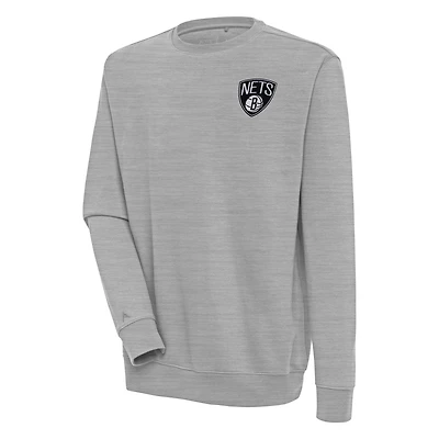 Men's Antigua  Heather Gray Brooklyn Nets Victory Pullover Sweatshirt