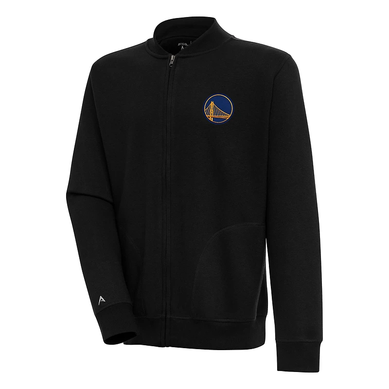Men's Antigua  Black Golden State Warriors Victory Full-Zip Jacket