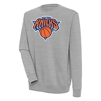 Men's Antigua  Heather Gray New York Knicks Victory Pullover Sweatshirt