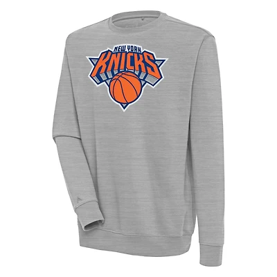 Men's Antigua  Heather Gray New York Knicks Victory Pullover Sweatshirt