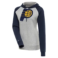 Women's Antigua  Heather Gray/Navy Indiana Pacers Victory Raglan Sleeve Pullover Hoodie
