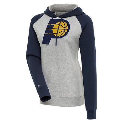Women's Antigua  Heather Gray/Navy Indiana Pacers Victory Raglan Sleeve Pullover Hoodie