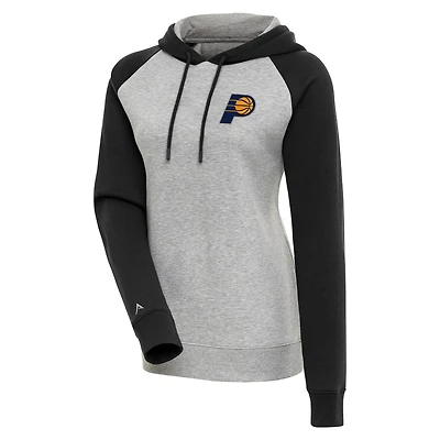Women's Antigua  Heather Gray/Black Indiana Pacers Victory Raglan Sleeve Pullover Hoodie