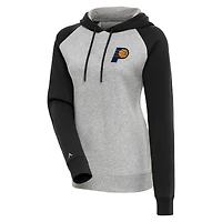Women's Antigua  Heather Gray/Black Indiana Pacers Victory Raglan Sleeve Pullover Hoodie
