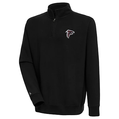 Men's Antigua  Black Atlanta Falcons Victory Quarter-Zip Pullover Top