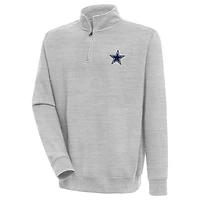 Men's Antigua  Heather Gray Dallas Cowboys Victory Quarter-Zip Pullover Top