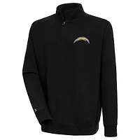 Men's Antigua  Black Los Angeles Chargers Victory Quarter-Zip Pullover Top