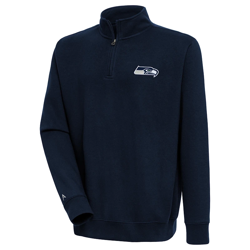 Men's Antigua College Navy Seattle Seahawks Victory Quarter-Zip Pullover Top