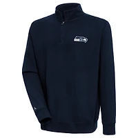 Men's Antigua College Navy Seattle Seahawks Victory Quarter-Zip Pullover Top
