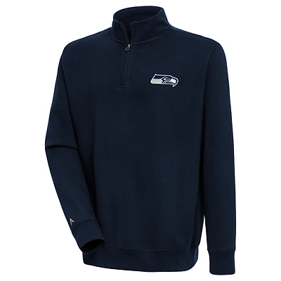 Men's Antigua College Navy Seattle Seahawks Victory Quarter-Zip Pullover Top