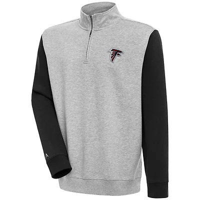 Men's Antigua  Heather Gray/Black Atlanta Falcons Victory Colorblock Quarter-Zip Pullover Top